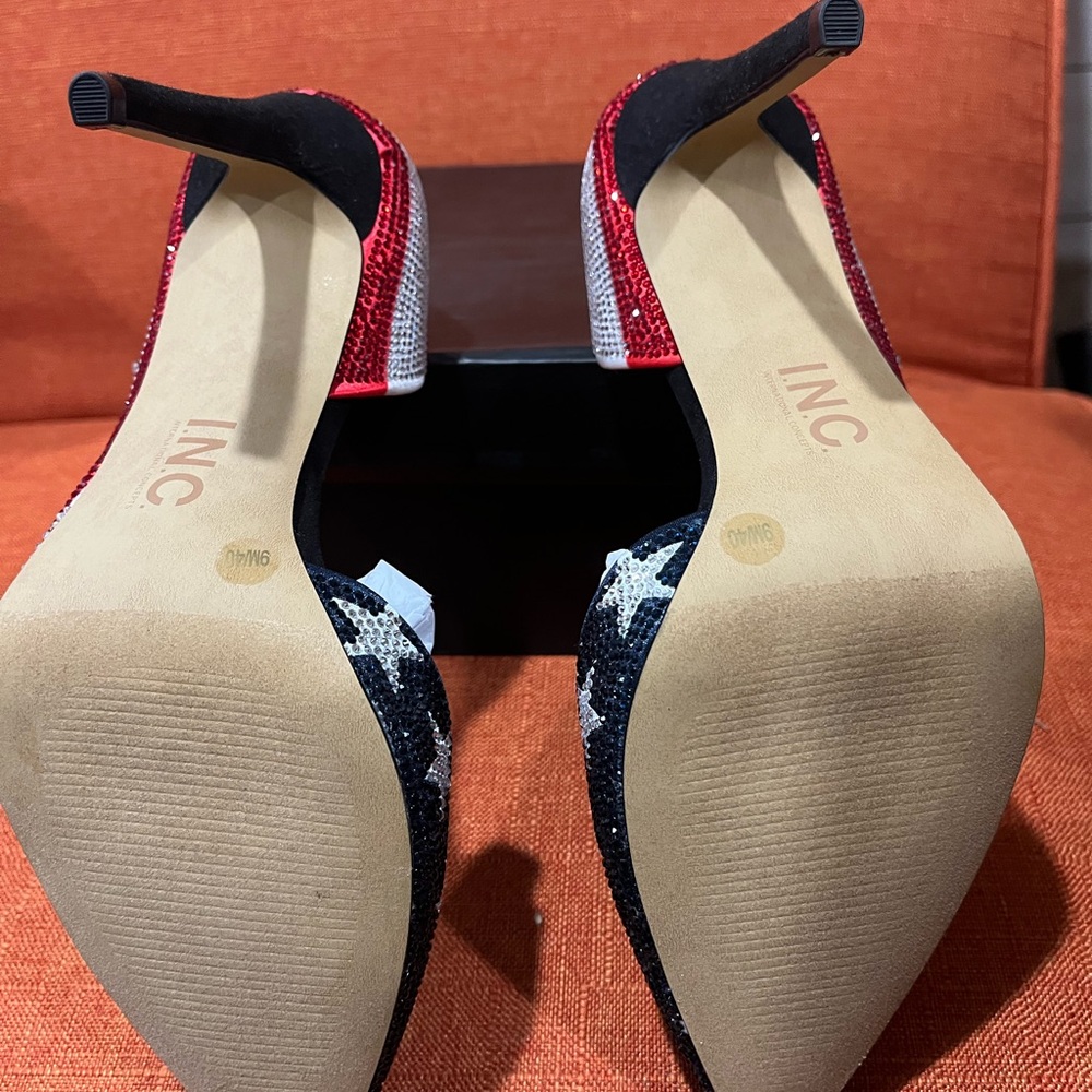 INC International Concepts Patriotic Red, White, and Blue Flag Heels - Picture 7 of 13